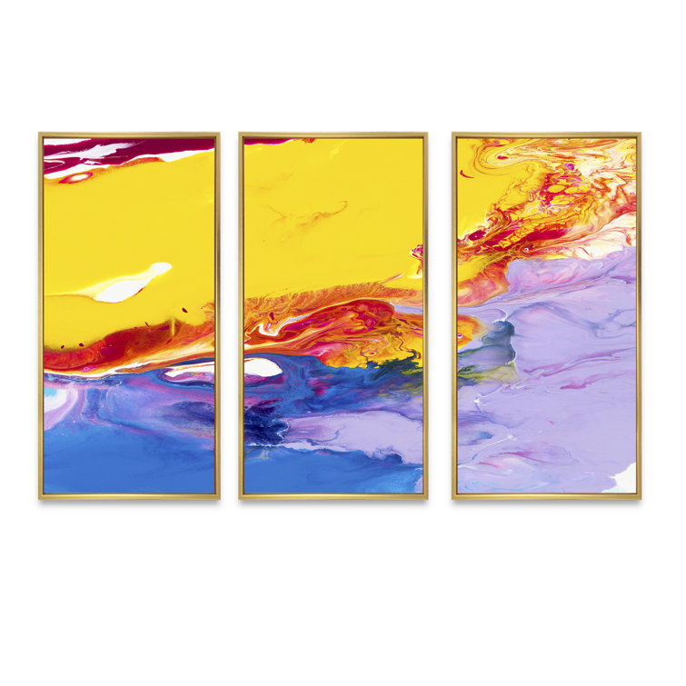 Wrought Studio Yellow Red And Blue Stroke Universe I Modern Framed